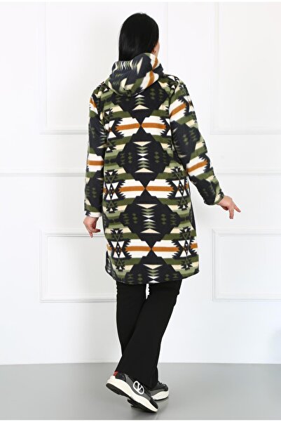 By Alba Collection Women's Khaki Fleece Large Size Cardigan