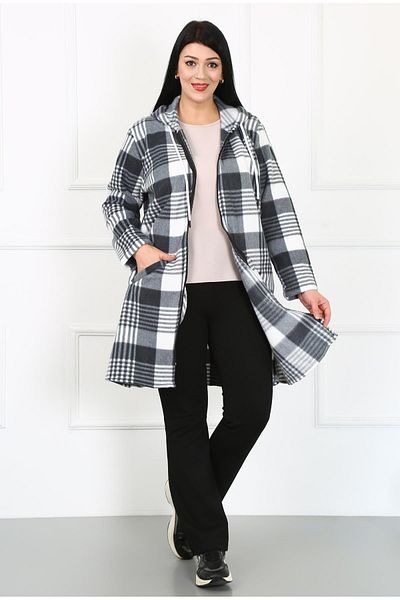 By Alba Collection Women's Gray Fleece Plus Size Cardigan