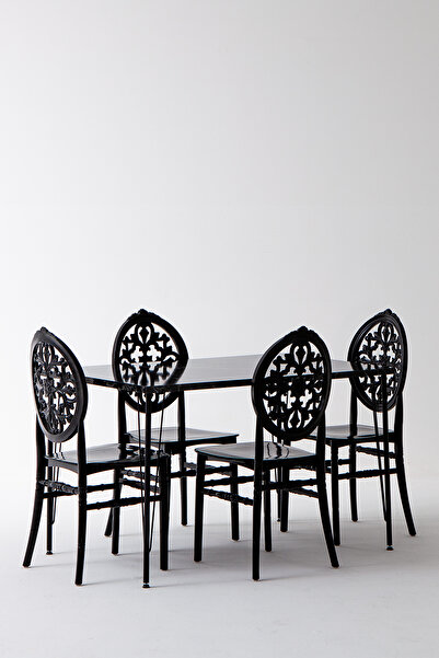 Modalife Nero Siyah Masa 75x110 cm Venüs Siyah Sandalye Mutfak Masa Takımı