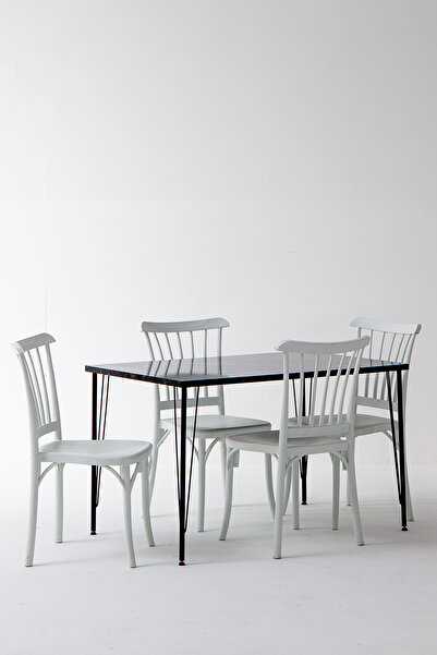 Modalife Nero Siyah Masa 75x110 cm Violet Beyaz Sandalye Mutfak Masa Takımı