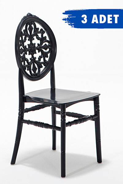 MOBETTO 3 Adet Venüs Siyah Pratik Sandalye / Balkon-bahçe-mutfak