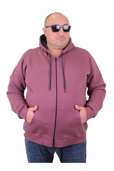 MocGrande Μεγάλο μέγεθος Unisex Hooded 3ip Sweat 11701 Μωβ
