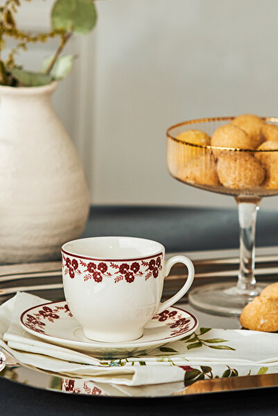 Emsan Casy New Bone 2 Kişilik Kahve Fincan Takımı 90 ml Bordo