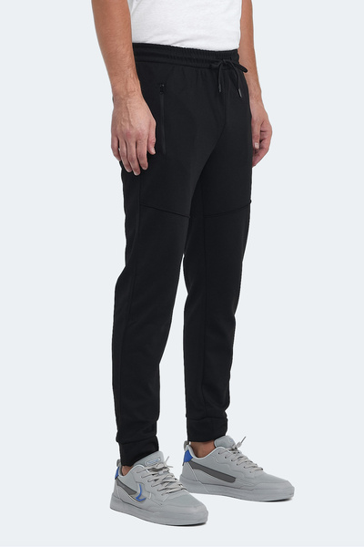 Slazenger ONLY IN Erkek Fermuar Cepli Siyah Eşofman Altı