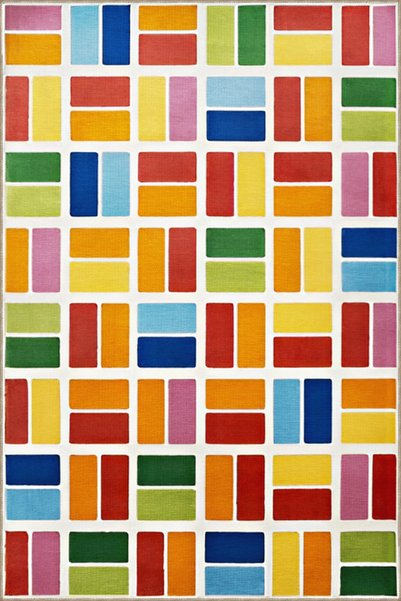 Rugs Modern Halı Multicolor Discrete Geometric Square Shape Patterned Creativ...