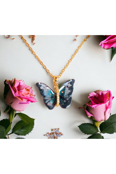 Shopiolog Butterfly Necklace 316l Stainless Steel Zircon Stone Sparkling Butt...