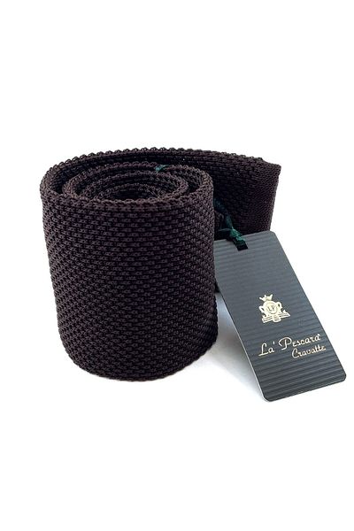 La Pescara Brown Plain Knit Tie 8217