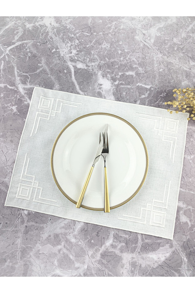 WEARE2 Culoare albă, broderie albă, dreptunghiulară, 34x44cm, serviciu american