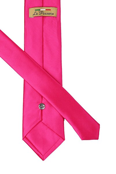 La Pescara Plain Satin Fuchsia Tie with Handkerchief 1117