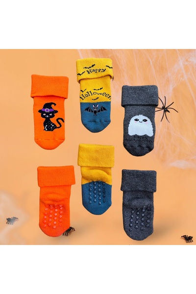 Maksuu 3’ lü Halloween desenli bebek çorap
