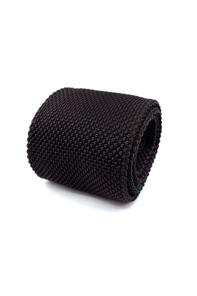 La Pescara Brown Plain Knit Tie 8217