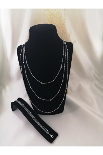 Limezon طقم قلادة وسوار نسائي مكون من 3 قطع من سلسلة دوريكا