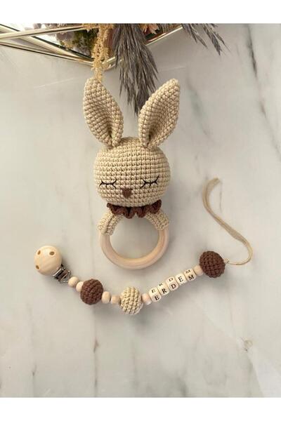 Zey's Amigurumi Amigurumi Tavşan Örgü Emzik Zinciri Ve Çıngırak