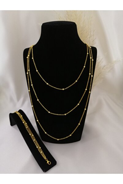 Limezon 3'Lü Dorika Toplu Zincir Kadın Kolye ve Bileklik Seti