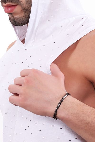 LABALABA Men's Metallic Anthracite Lacquer Plated Adjustable Twist Bracelet