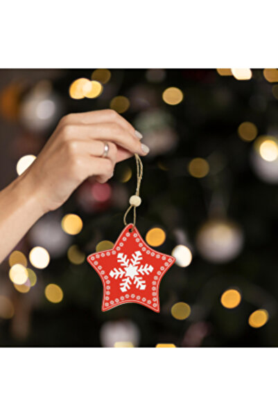 kidspartim Star Red 3-Pece Model - Ξύλινο Στολίδι Πεύκου, Πρωτοχρονιάτικο Είδος