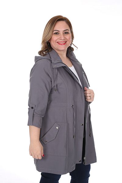 Brendon Women's Large Size Cotton Seasonal Trench Coat 3019
