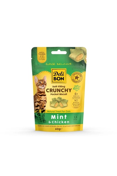 EXTRA TAURİN & B12 KOMPLEX Cruncy İçi Dolgulu Ödül Bisküvisi - Tavuklu ve Naneli 60gr