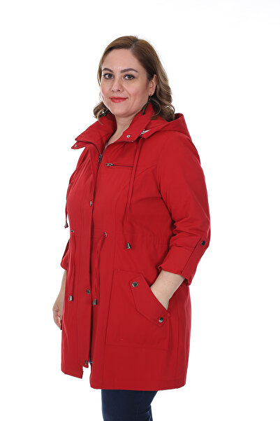 Brendon Kadın Büyük Beden Pamuklu Mevsimlik Trençkot 3019