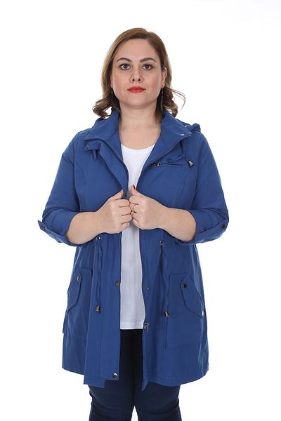 Brendon Trench sezonier din bumbac de marime mari pentru femei 3019