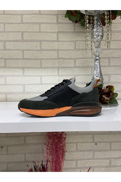 PUNTO piele naturală negru gri portocaliu pantofi ortopedici pentru bărbați sport aer liber
