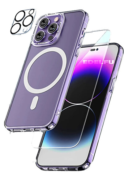 EDELFU Iphone 14 Pro  Uyumlu Şeffaf Magsafe Kılıf, Ekran Koruyucu Ve Kamera K...