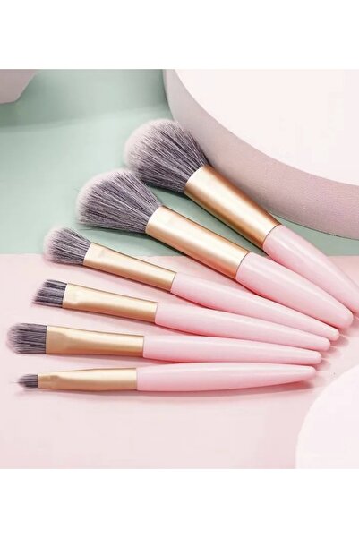 hbtasarim مجموعة فرش مكياج نسائية باللون الوردي مكونة من 6 قطع