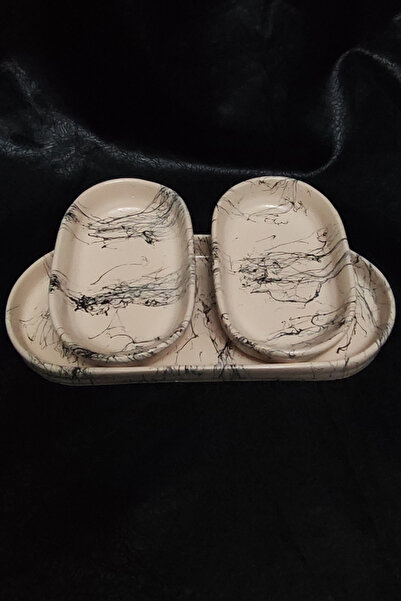 3-Piece Decorative Oval Presentation Set, Decorative Trinket Jewelry Plate, Pot, Incense Holder,Candle Holder