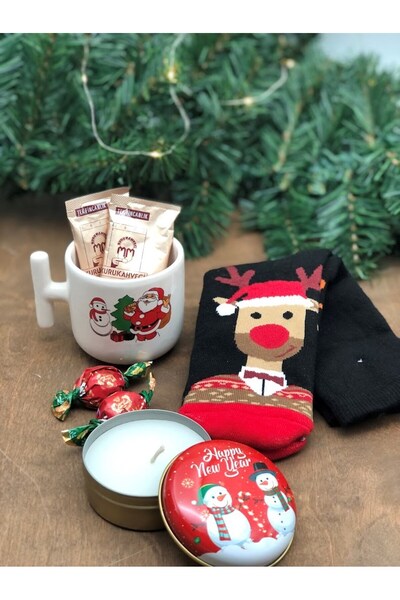 Masalsı Concept yılbaşı baskılı kupa,çorap,mum, kahve hediyeli yılbaşı konsep...