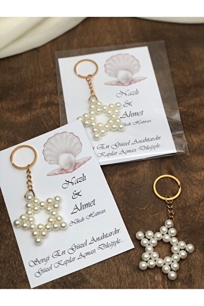 Masalsı Concept 30 Adet Kartlı İncili Anahtarlık Düğün,kına,söz,nişan hediyel...