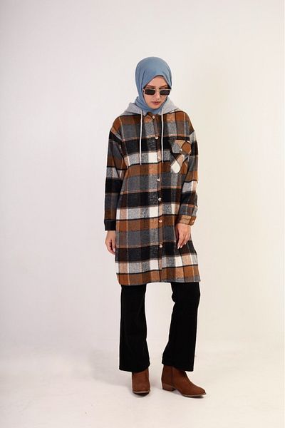 CANSELLBUTİKK Oversize Hooded Lumberjack Shirt - Tunic