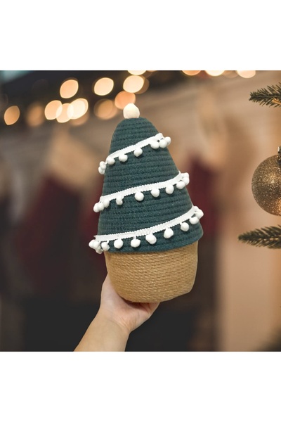 afralya home Christmas and Christmas Ornament Basket - Pine Tree New Year, Gift Decorative Basket