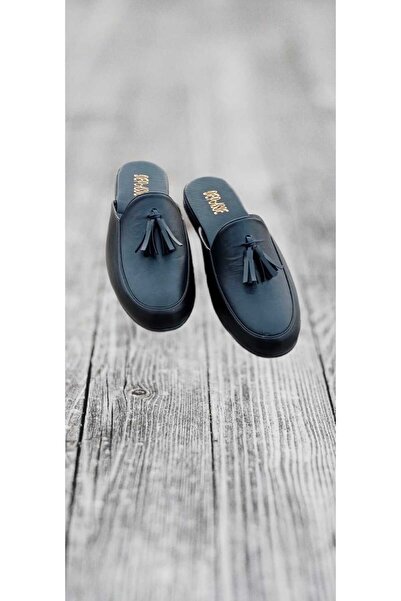 DEPASSE Чорний чоловічий весільний наряд і шльопанці для нареченого зі шкіри з бахромою 503