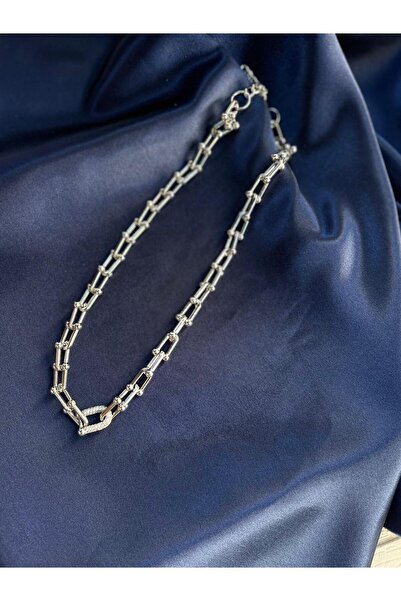 Sujewelry قلادة فضية من الفولاذ تيفاني