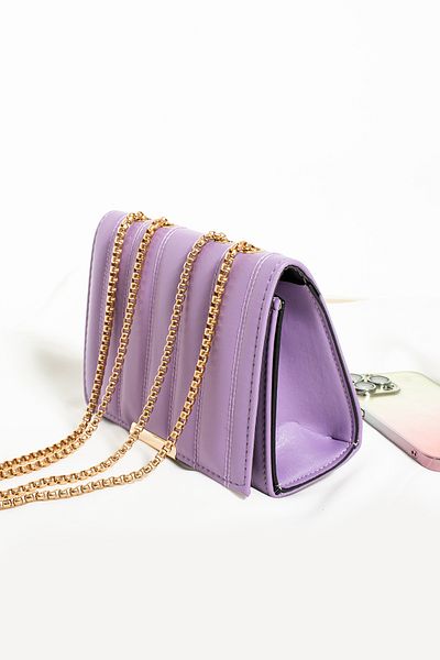 MALVİNEYU Box bag with quilted embroidery and cross cobra chain