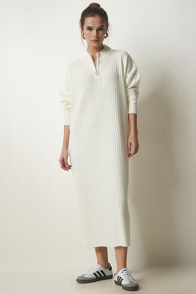 Happiness İstanbul Dámské žebrované oversize úpletové šaty DD01251