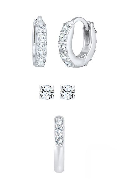 ELLI Ohrringe Creolen Stecker Earcuff 3er Set 925 Silber