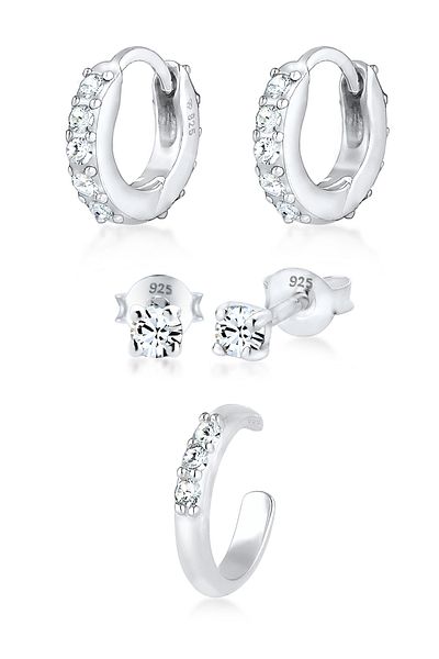 ELLI Ohrringe Creolen Stecker Earcuff 3er Set 925 Silber
