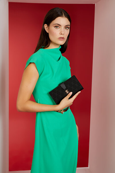 Pierre Cardin Portofoliu Canvas4P Black și geantă clutch pentru femei 06PO23K...