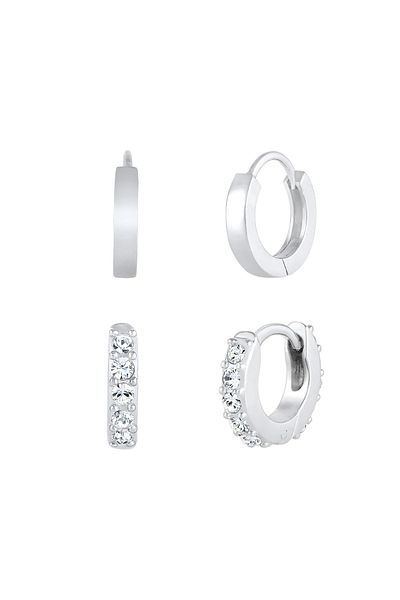 ELLI Ohrringe Creolen Glanz Kristal Set 925 Gümüş