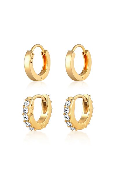 ELLI Ohrringe Creolen Glanz Kristal Set 925 Gümüş