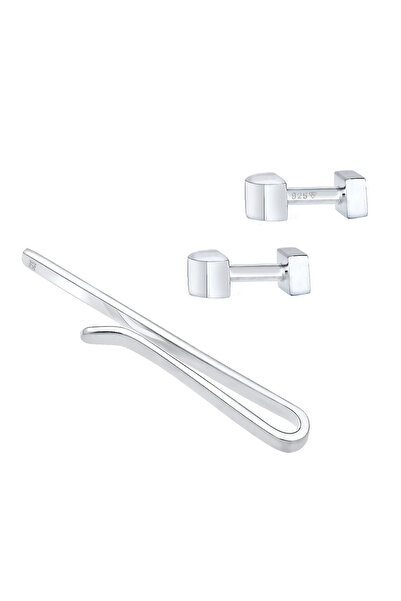 KUZZOI Schmuckset Krawattennadel Manschettenknöpfe Basic 925 Silber