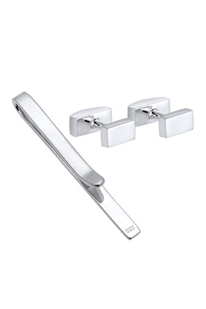KUZZOI Schmuckset Krawattennadel Manschettenknöpfe Basic 925 Silber
