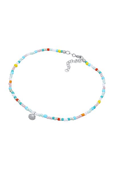 ELLI Fußschmuck Muschel Glas Kugeln Bunt Sommer Beach 925 Silber