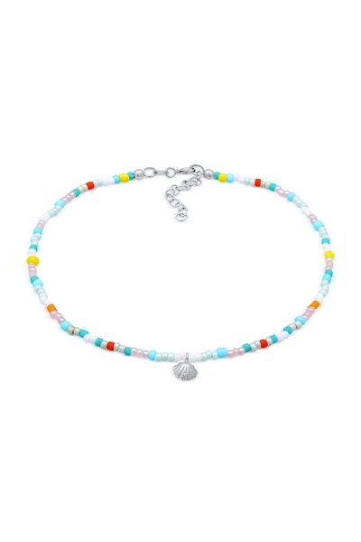 ELLI Fußschmuck Muschel Glas Kugeln Bunt Sommer Beach 925 Silber