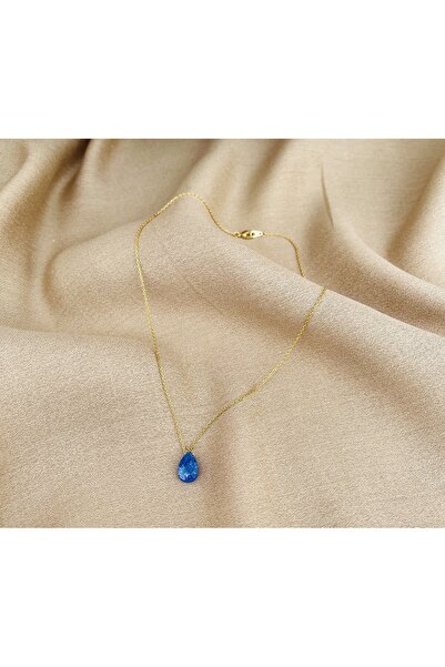 RM Bijuteri Ithal Gold Damla Taş Çelik Kolye