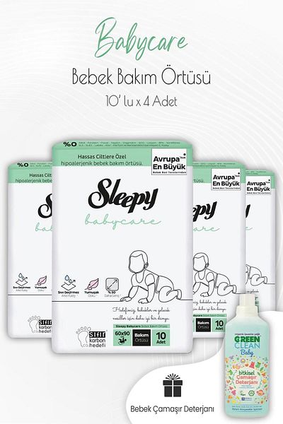 Sleepy Babycare Baby Care Cover 10 x 4 Pieces and Baby Detergent
