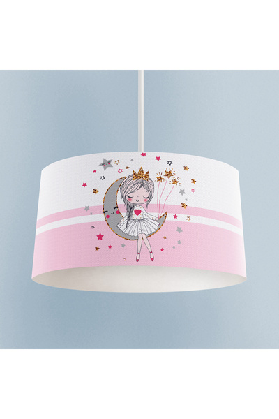 MASAL ODAM BEBEK VE ÇOCUK ODASI Ayda Oturan Prenses Kız Desenli Pembe Avize