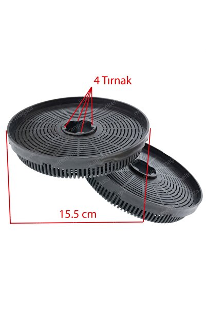 icanPARES Kumtel Uyumlu Aspiratör Karbon Filtresi 15,5cm / 155mm - 4 Tırnaklı