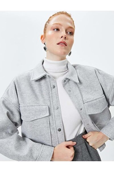 Koton Damen Kleidung Strickjacke GRAU